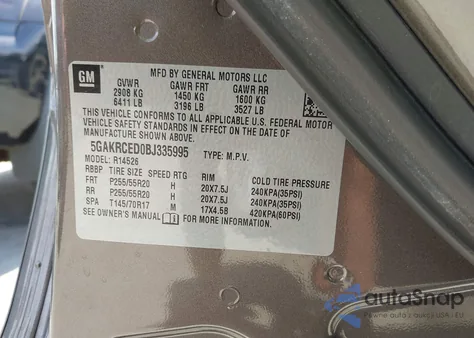 2011 Buick Enclave 2Xl из США, поврежденный, VIN 5GAKRCED0BJ335995